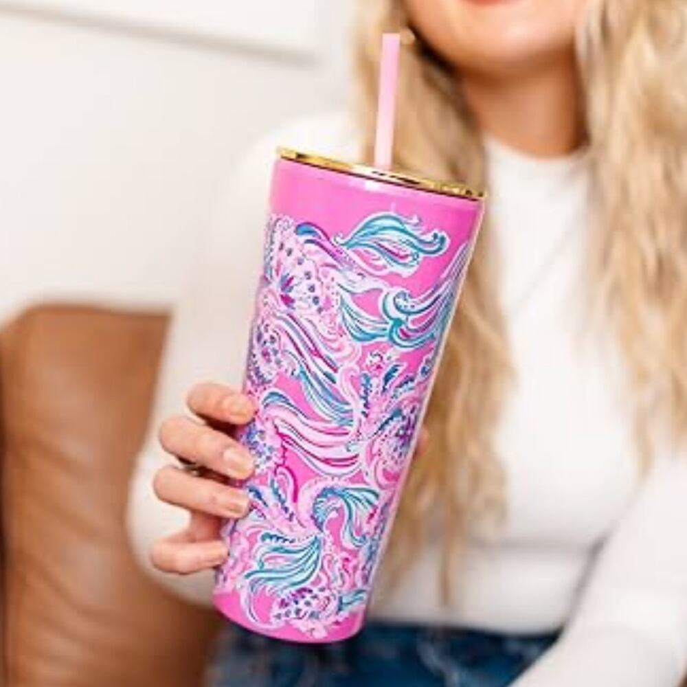 Lilly Pulitzer Tumbler with Straw Don’t be Jelly 24 oz